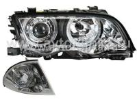 BMW 3 E46 (98-01) 4 дв. седан фары передние хромированные, со светящимися ободками, с поворотниками, комплект 2 шт.