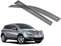 Nissan Qashqai (07–13) Дефлекторы боковых окон с хромированным молдингом, OEM стиль