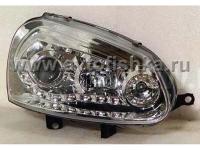 Volkswagen Golf 5 (03-08) фары передние хромированные, линзовые с DRL