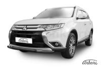 Защита переднего бампера Arbori d57+d42 двойная черная MITSUBISHI Outlander 2015-