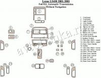 Декоративные накладки салона Lexus LS 2001-2003 полный набор, Автоматическая коробка передач, без Navigation