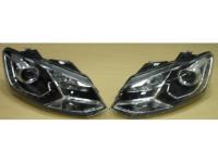 Volkswagen Polo (10-) передние черные линзовые фары со светодиодной подсветкой DRL с CCFL ободками, с эл. корректором, комплект 2 шт.