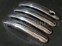 Ford Fiesta, Focus (05-08, 09-) седан, хэтчбек хромированные декоративные накладки на внешние ручки дверей, пластик, комплект 8 шт.