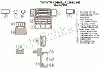 Декоративные накладки салона Toyota Corolla 2003-2008 Соответствие OEM