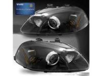 Honda Civic (96-98) 2, 3, 4 дв. фары передние линзовые черные с темными поворотниками и светящимися ободками, комплект 2 шт.