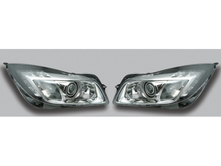 Opel Insignia (08-) фары передние хромированные, с подсветкой DRL, комплект 2 шт.