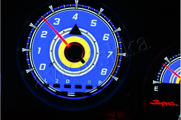 Toyota Supra MK4 светодиодные шкалы (циферблаты) на панель приборов - дизайн 2