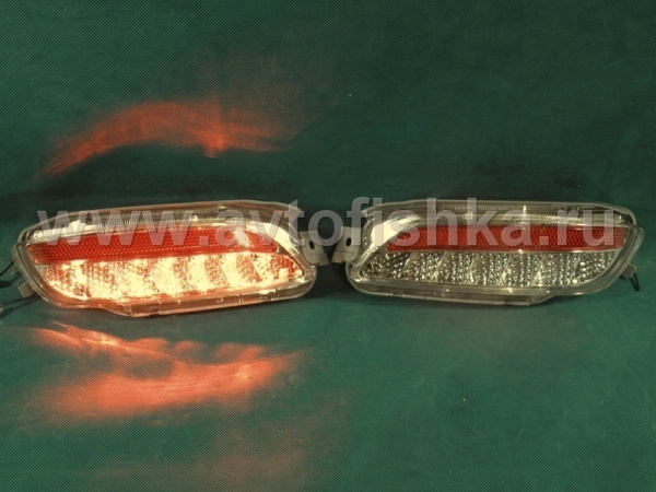 Lexus RX330 (03-08) фонари заднего бампера светодиодные, красно-хромированные, комплект 2 шт.