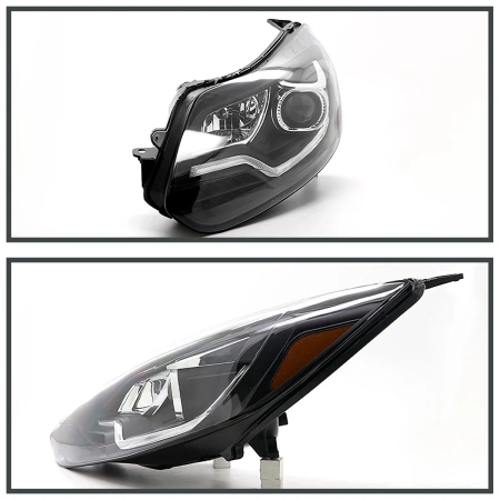 Ford Focus 3 (11-13) тюнинговые фары линзовые со светящейся полосой, черные