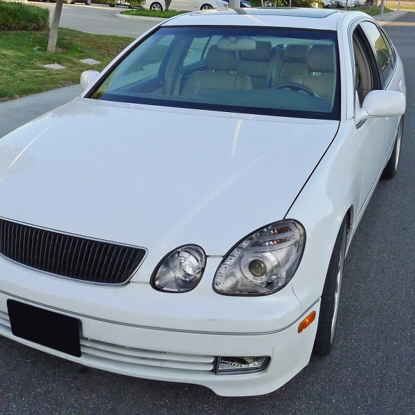 Lexus GS300, GS400, GS430, Toyota Aristo (97-05) фары передние линзовые хромированные со светящимися ободками и DRL подсветкой, комплект 2 шт.