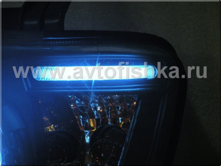 Mitsubishi L200 Triton (2005-) фары передние линзовые со светящимися ободками, черные, комплект 2 шт.