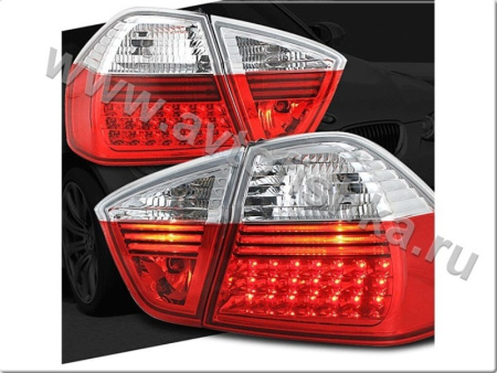 BMW 3 E90 (05-) фонари задние светодиодные красно-белые, комплект 2 шт.