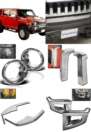 Hummer H3 (05-) накладки хромированные, внешние, комплект 5 наименований.
