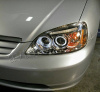 Honda Civic Ferio ES, ET (01-03) 4 дверн. фары передние хромированные, со светящимися ободками с белыми рефлекторами, линзовые