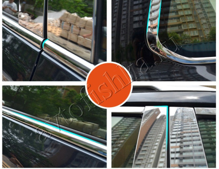 Toyota Land Cruiser 200 (08-) молдинги нижней кромки окон из полированной нержавеющей стали, комплект 6 шт.