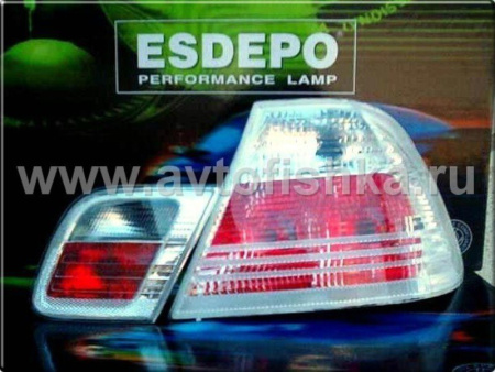 BMW 3 E46 (98-01) 4 дв. седан фонари задние прозрачные белые, комплект лев.+прав.