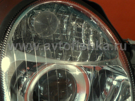Mercedes E W210 (99-02) передние фары линзовые хромированные, комплект 2 шт.