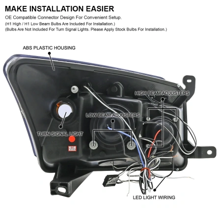 Dodge Caliber (06-12) фары передние линзовые хромированные, со светящимися ободками, комплект 2 шт.