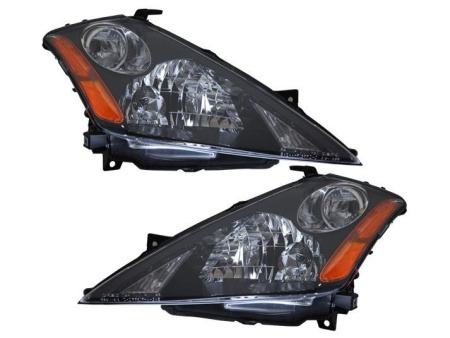 Nissan Murano Z50 (2003-2008) черные передние тюнинговые фары, комплект 2 шт.