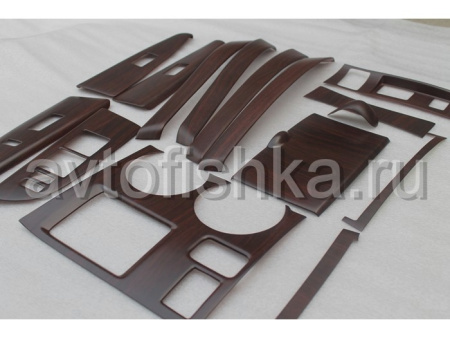 Toyota Highlander (2007-2012) отделка салона авто деревом накладки, темное матовое дерево, комплект 15 предметов.