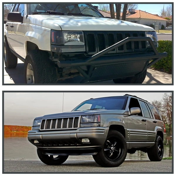 Jeep Grand Cherokee 1993-1998 передние фары штатные черные