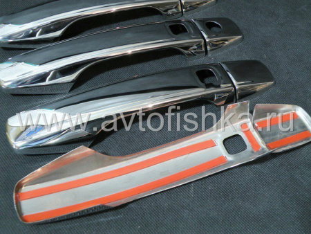 Toyota Land Cruiser 200 (08-15) накладки на ручки дверей из нержавеющей стали, комплект 4 шт.