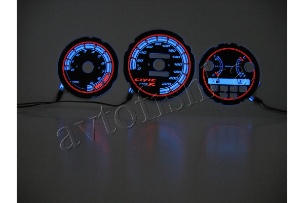 Honda Civic (92-95) светодиодные шкалы (циферблаты) на панель приборов - дизайн 6