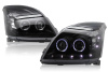 Toyota Land Cruiser Prado 120 (2002-2009) фары передние линзовые черные со светящимися ободками и светодиодной подсветкой под корректор, комплект 2 шт.