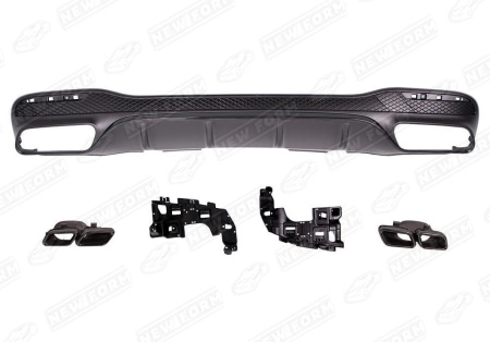 Mercedes-Benz GLS-Klasse X166 2015 - 2019 Диффузор заднего бампера 6.3 AMG с черными насадками