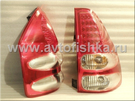 Toyota Land Cruiser Prado 120 (02-) фонари задние светодиодные красно-белые, комплект 2 шт.