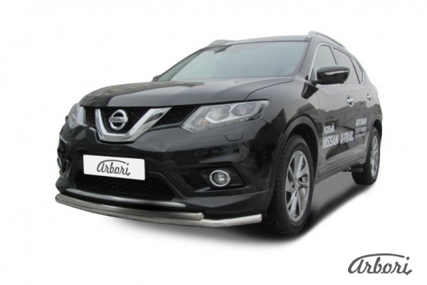 Защита переднего бампера Arbori d57+d42 двойная NISSAN X-TRAIL 2015-