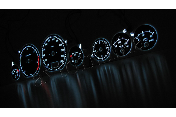 Audi A6 (C4) 94-97 светодиодные шкалы (циферблаты) на панель приборов - дизайн 1