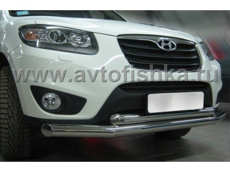 Hyundai Santa Fe 2 (09-) защита переднего бампера, труба 76 мм/63