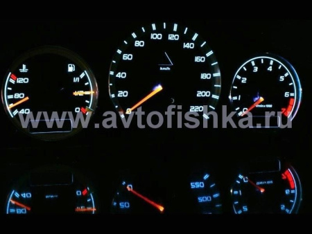 Mercedes W210 E class 1995-1999 светящиеся шкалы приборов - накладки на циферблаты панели приборов, дизайн № 1