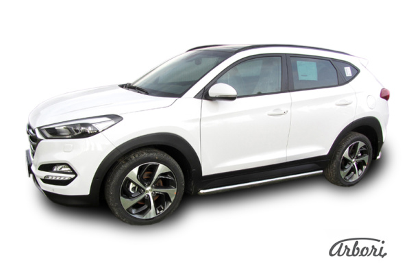 Защита штатных порогов Arbori d57 труба HYUNDAI Tucson 4WD 2015-