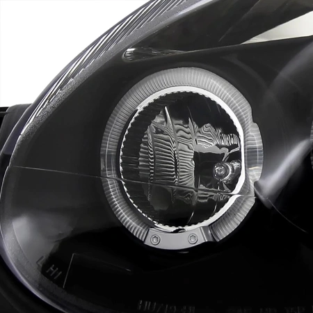 Dodge Neon (03-05) фары передние линзовые черные, со светящимися ободками и светодиодной подсветкой, комплект 2 шт.