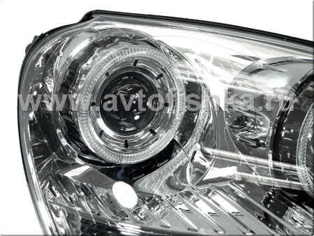 Volkswagen Golf 5 (03-) фары передние линзовые хромированные, со светящимися ободками, под корректор, комплект 2 шт.