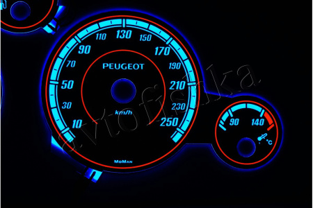Peugeot 407 светодиодные шкалы (циферблаты) на панель приборов