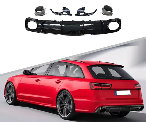 Диффузор RS6 S-line с насадками для Audi A6 2016-2018