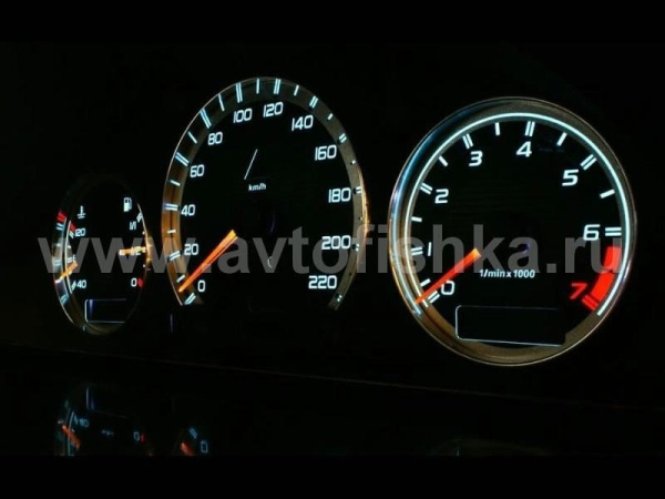 Mercedes W202 C class (95-00) светящиеся шкалы приборов - накладки на циферблаты панели приборов, дизайн № 1