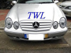 Mercedes CLK W208 (98-02) фары передние линзованные, перфорированные, хромированные, под ксенон, комплект 2 шт