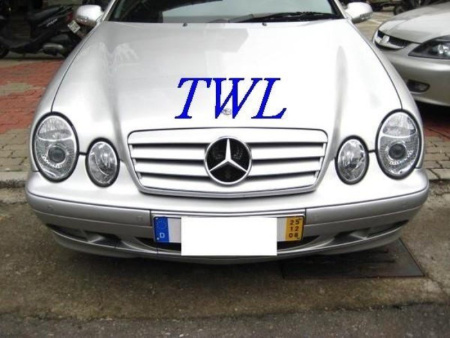 Mercedes CLK W208 (98-02) фары передние линзованные, перфорированные, хромированные, под ксенон, комплект 2 шт