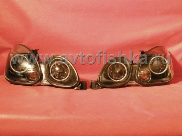Lexus GS300, GS400, GS430, Toyota Aristo (97-05) фары передние линзовые черные со светящимися ободками, под ксенон, комплект 2 шт.