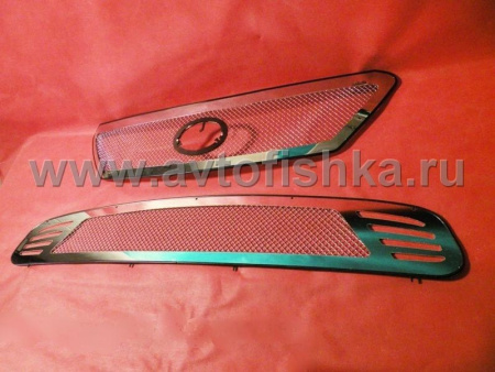 Lexus RX330, RX350, RX400H (03-09) решетки радиатора и бампера из нержавеющей стали, комплект верхняя и нижняя.