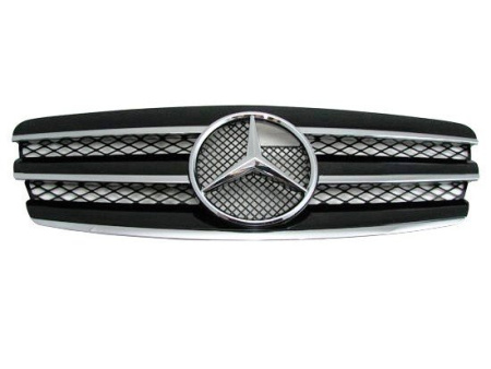 Mercedes E W211 (02-06) решетка радиатора черная, дизайн Big Star "Авангард" (Avangard), 3 ламели