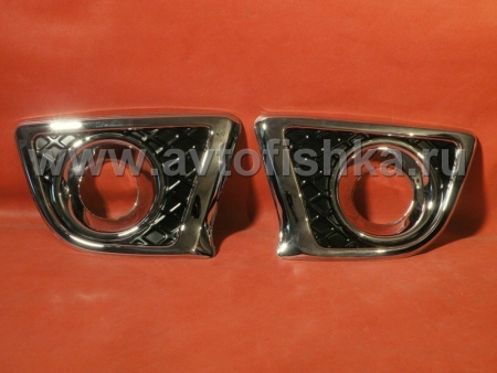 Nissan Pathfinder R51, Navara (05-10) рамки противотуманных передних фар черно-хромированные, комплект 2 шт.