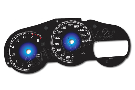 Toyota Celica VII светодиодные шкалы (циферблаты) на панель приборов - дизайн 6