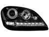 Mercedes ML W164 (05-08) фары передние линзовые черные с нижней светодиодной подсветкой, с мотором электрокорректора, комплект 2 шт.