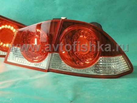 Honda Civic VIII (06-) задние фонари светодиодные красно-хромированные, комплект 2 шт.