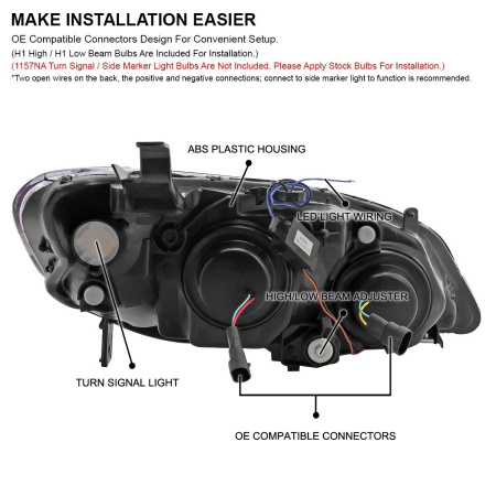 Honda Civic, Ferio (2003-2005) передние фары линзованные хром с ходовыми огнями